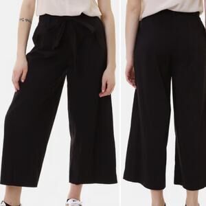 NEW Homeward Italy $150 Karen Black Cotton Wide Leg Crop Palazzo Pant Small NWT